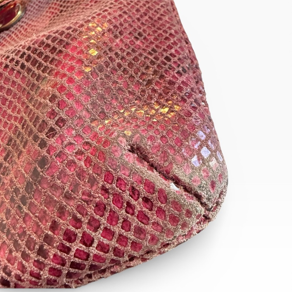 COACH Raspberry Python Embossed Leather Crossbody Messenger Bag Purse - Picture 5 of 13